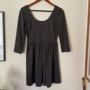 Bar III Gray Black Polka Dot A-line Midi Dress - Medium